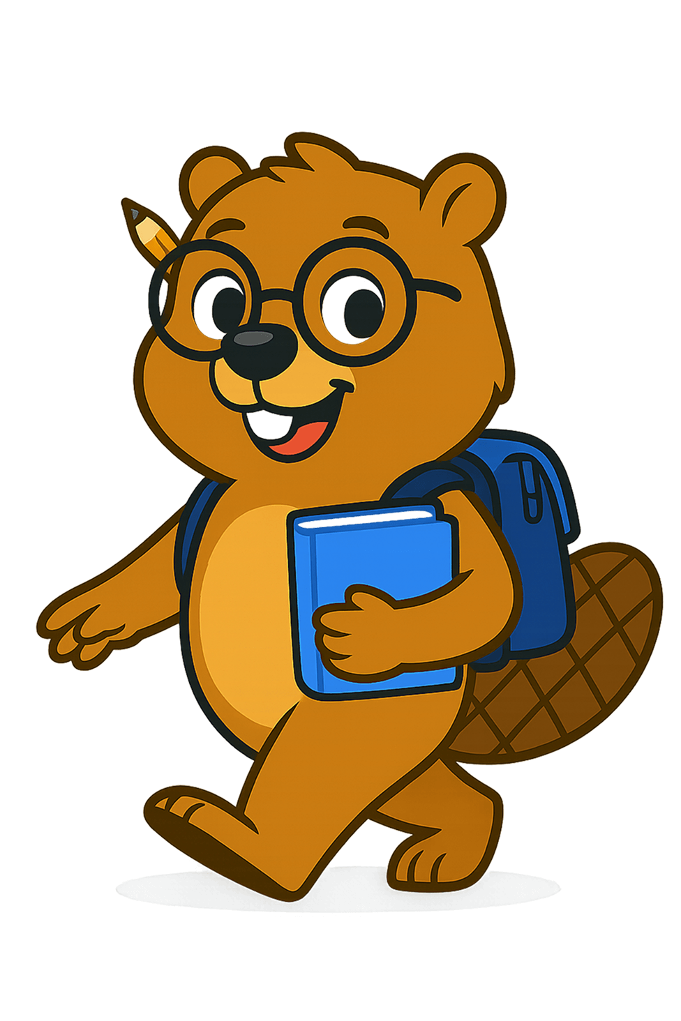 Bear student mascot holding a CELPIP study guide